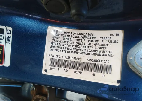 2011 Honda Civic Lx z USA, uszkodzony, nr VIN 2HGFA1F53BH515834